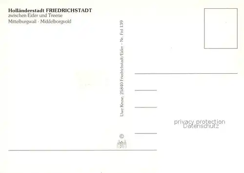 AK / Ansichtskarte Friedrichstadt_Eider Mittelburgwall  Friedrichstadt_Eider Kat. Friedrichstadt