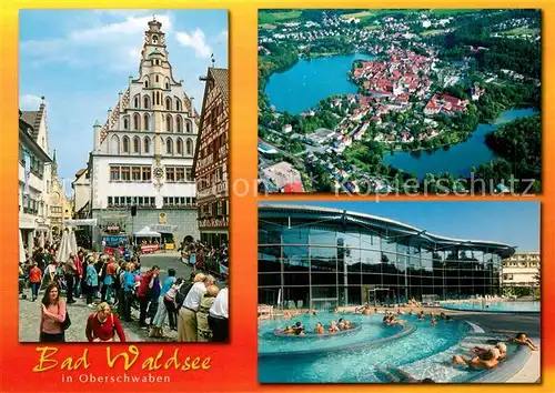 AK / Ansichtskarte Bad_Waldsee Innenstadt Sportveranstaltung Thermalbad Fliegeraufnahme Bad_Waldsee Kat. Bad Waldsee