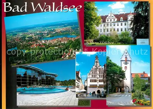 AK / Ansichtskarte Bad_Waldsee Fliegeraufnahme Waldsee Therme Schloss Rathaus Wurzacher Tor Bad_Waldsee Kat. Bad Waldsee