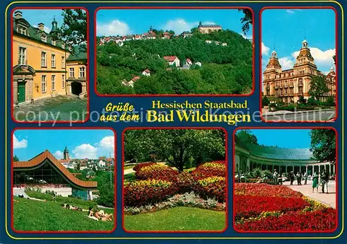 AK / Ansichtskarte Bad_Wildungen Teilansichten Kurort Wandelhalle Kurpark Schloss Kurhotel Bad_Wildungen Kat. Bad Wildungen