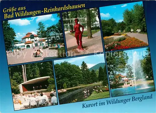 AK / Ansichtskarte Reinhardshausen Edertal Kliniken Konzertpavillon Kurpark Statue Fontaene Reinhardshausen Kat. Bad Wildungen