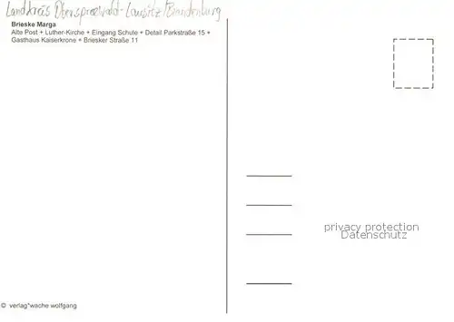 AK / Ansichtskarte Marga_Brieske Alte Post Lutherkirche Schule Parkstrasse Gasthaus Briesker Strasse 11 