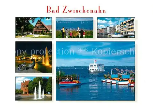 AK / Ansichtskarte Bad_Zwischenahn Teilansichten Fontaene Uferpartie am Zwischenahner Meer Hafen Faehre Bad_Zwischenahn Kat. Bad Zwischenahn