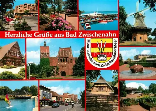 AK / Ansichtskarte Bad_Zwischenahn Teilansichten Kirche Altes Bauernhaus Windmuehle Hafen Zwischenahner Meer Wappen Bad_Zwischenahn Kat. Bad Zwischenahn