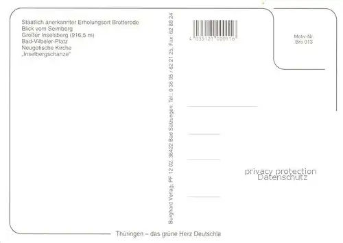 AK / Ansichtskarte Brotterode Panorama Blick vom Seimberg Grosser Inselsberg Bad Vilbeler Platz Neugotische Kirche Inselbergschanze Skispringen Brotterode Kat. Brotterode