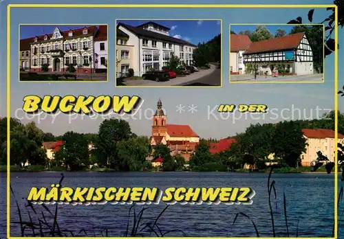 AK / Ansichtskarte Buckow_Maerkische_Schweiz Blick ueber den Buckowsee Rathaus Klinik Kultur  und Tourismusamt Buckow_Maerkische_Schweiz Kat. Buckow Maerkische Schweiz