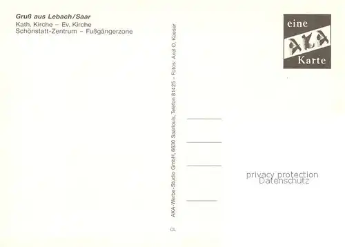 AK / Ansichtskarte Lebach Kirche Schoenstatt Zentrum Fussgaengerzone Brunnen Lebach Kat. Lebach