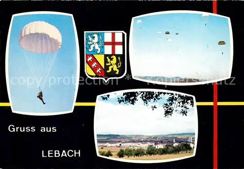 AK / Ansichtskarte Lebach Panorama Fallschirmspringen Wappen Lebach Kat. Lebach