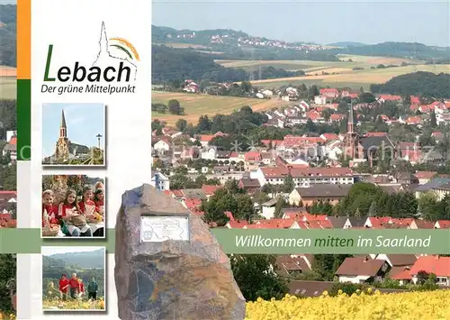 AK / Ansichtskarte Lebach Stadtpanorama Gedenkstein Kirche Wandern Lebach Kat. Lebach