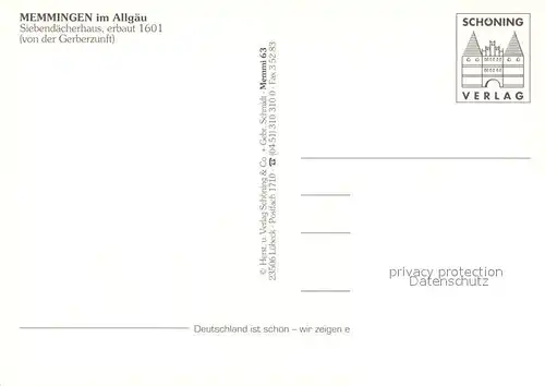 AK / Ansichtskarte Memmingen Siebendaecherhaus 17. Jhdt. Gerberzunft Historisches Gebaeude Memmingen Kat. Memmingen