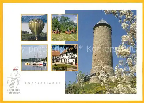 AK / Ansichtskarte Nohfelden Impressionen Ballonfahrt Seglerhafen Reiten Turm Baumbluete Nohfelden Kat. Nohfelden