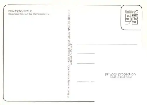 AK / Ansichtskarte Pirmasens Brunnenanlage an der Pirminiuskirche Pirmasens Kat. Pirmasens