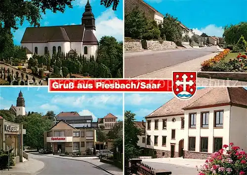 AK / Ansichtskarte Piesbach Friedhof Kirche Hauptstrasse Sparkasse Siedlung Piesbach Kat. Nalbach