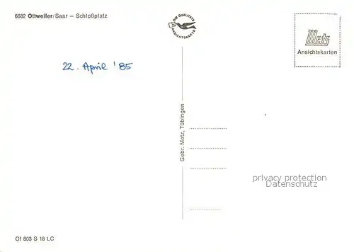 AK / Ansichtskarte Ottweiler Schlossplatz Brunnen Turm Ottweiler Kat. Ottweiler