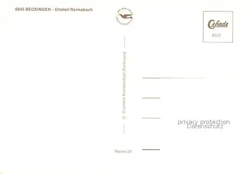 AK / Ansichtskarte Reimsbach_Beckingen Panorama Oppen Wendelinus Kapelle Ehrenfriedhof Schule Talstrasse Kirche Fliegeraufnahme Reimsbach Beckingen Kat. Beckingen
