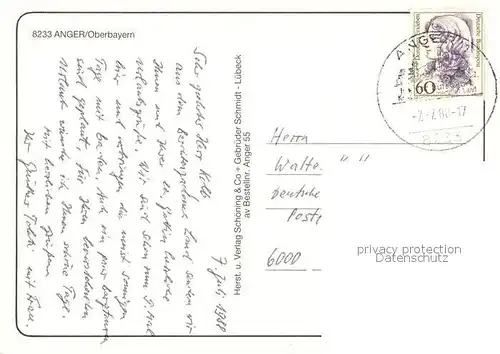 AK / Ansichtskarte Anger_Chiemgau Ortsansicht mit Kirche See Landschaftspanorama Alpen Anger Chiemgau