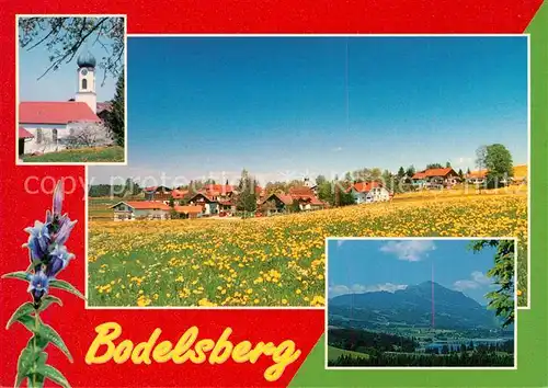 AK / Ansichtskarte Bodelsberg Blumenwiese Kirche Landschaftspanorama Gruenten Rottachsee Alpen Bodelsberg Kat. Durach