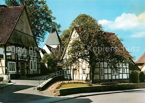 AK / Ansichtskarte Bad_Meinberg Alt Meinberg mit Blick auf evangelische Kirche Fachwerkhaus Gaststaette Bad_Meinberg Kat. Horn Bad Meinberg