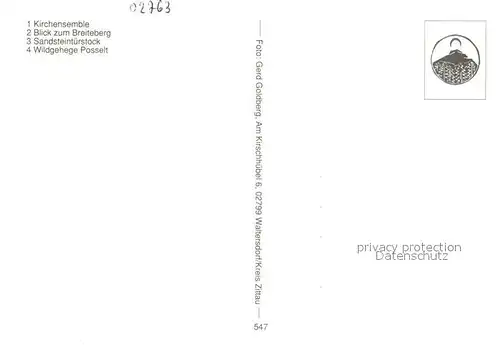 AK / Ansichtskarte Bertsdorf Hoernitz Kirche Breitenberg Sandsteintuerstock Wildgehege Zittauer Gebirge Bertsdorf Hoernitz Kat. Bertsdorf Hoernitz