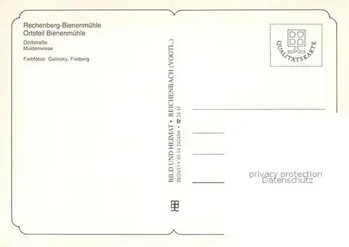 AK / Ansichtskarte Bienenmuehle_Rechenberg_Osterzgebirge Dorfstrasse Muldenwiese 