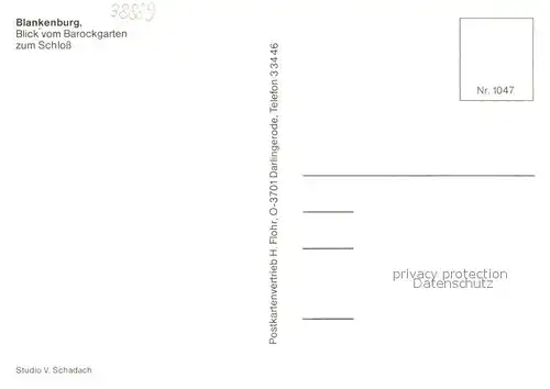 AK / Ansichtskarte Blankenburg_Harz Blick vom Barockgarten zum Schloss Loewenskulptur Blankenburg_Harz Kat. Blankenburg