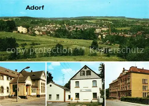 AK / Ansichtskarte Adorf_Vogtland Teilansicht Bahnhof Konsum Gaststaette Schule Adorf_Vogtland Kat. Adorf