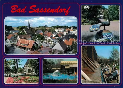AK / Ansichtskarte Bad_Sassendorf Teilansicht Moorbad Soleheilbad Pfauenbrunnen Thermalbad Gradierwerk Bad_Sassendorf Kat. Bad Sassendorf