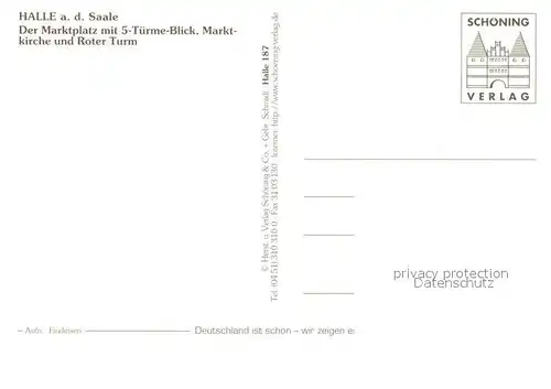 AK / Ansichtskarte Halle_Saale Marktplatz 5 Tuerme Blick Marktkirche Roter Turm Halle_Saale Kat. Halle