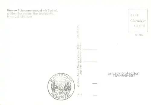 AK / Ansichtskarte Rurtalsperre_Schwammenauel Fliegeraufnahme Faehrschiff Anlegestelle Park Rurtalsperre