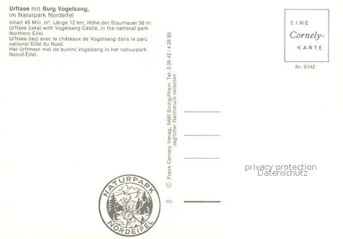 AK / Ansichtskarte Urfttalsperre Burg Vogelsang Urfttalsperre Kat. Kall