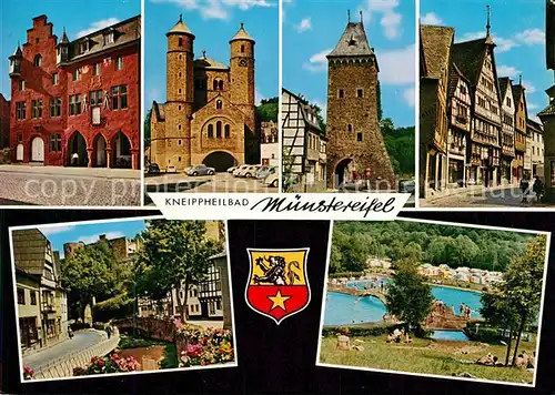 AK / Ansichtskarte Muenstereifel_Bad Rathaus Stiftskirche Werthertor Windeckhaus Schwimmbad Burg Muenstereifel_Bad Kat. Bad Muenstereifel