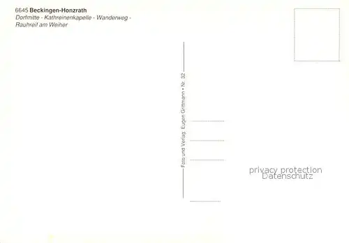 AK / Ansichtskarte Honzrath_Beckingen Dorfmitte Kathreinenkapelle Wanderweg Rauhreif  Honzrath Beckingen