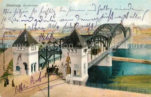 AK / Ansichtskarte Duisburg_Ruhr Ruhrbruecke Duisburg Ruhr Kat. Duisburg