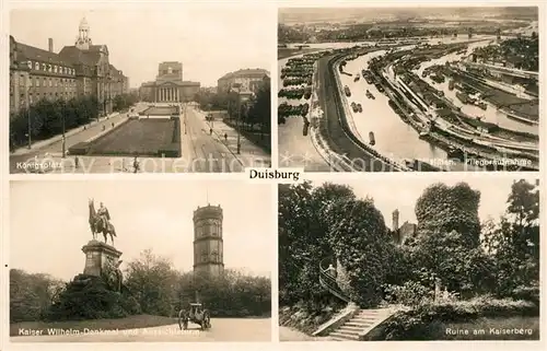 AK / Ansichtskarte Duisburg_Ruhr Kaiser Wilhelm Denkmal Koenigsplatz Fliegeraufnahme Kaiserberg Duisburg Ruhr Kat. Duisburg