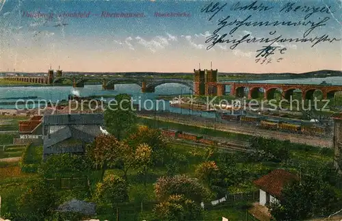 AK / Ansichtskarte Hochfeld_Duisburg Rheinhausen Rheinbruecke Eisenbahn Hochfeld Duisburg Kat. Duisburg