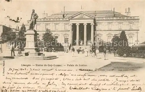 AK / Ansichtskarte Limoges_Haute_Vienne Statue Gay Lussac Palais de Justice Limoges_Haute_Vienne Kat. Limoges