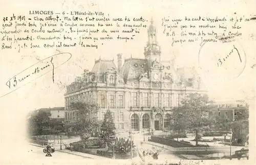 AK / Ansichtskarte Limoges_Haute_Vienne Hotel de Ville Limoges_Haute_Vienne Kat. Limoges