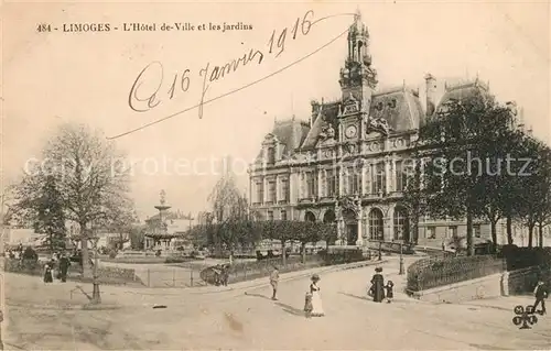 AK / Ansichtskarte Limoges_Haute_Vienne Hotel de Ville Jardins Limoges_Haute_Vienne Kat. Limoges