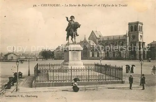 AK / Ansichtskarte Cherbourg_Octeville_Basse_Normandie Statue Napoleon 1 Eglise de la Triite Cherbourg_Octeville Kat. Cherbourg Octeville