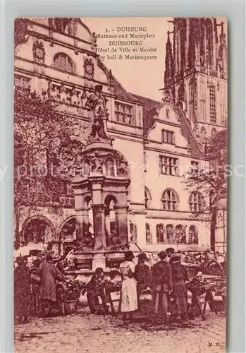 AK / Ansichtskarte Duisburg_Ruhr Rathaus Marktplatz Duisburg Ruhr Kat. Duisburg