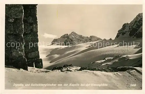 AK / Ansichtskarte Dirndl mit Hallstaetter Gletschervon der Kapelle bei der Simonghuette Dirndl Kat. Liezen
