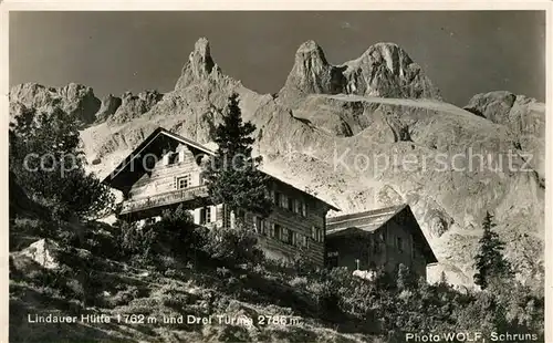 AK / Ansichtskarte Lindauer_Huette und Drei Tuerme Lindauer Huette
