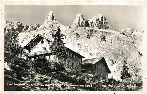AK / Ansichtskarte Lindauerhuette mit Drei Tuerme  Lindauerhuette Kat. Tschagguns_Vorarlberg
