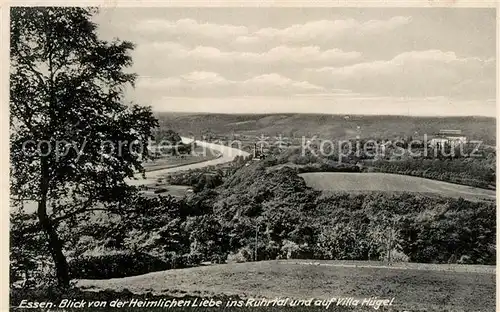 AK / Ansichtskarte Essen_Ruhr Blick von der Heimlichen Liebe ins Ruhrtal und zur Villa Huegel Essen_Ruhr Kat. Essen