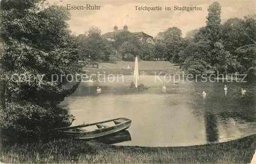 AK / Ansichtskarte Essen_Ruhr Teichpartie im Stadtgarten Essen_Ruhr Kat. Essen