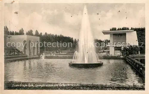 AK / Ansichtskarte Essen_Ruhr Gruga Park Springbrunnen und Farbenterrassen Essen_Ruhr Kat. Essen