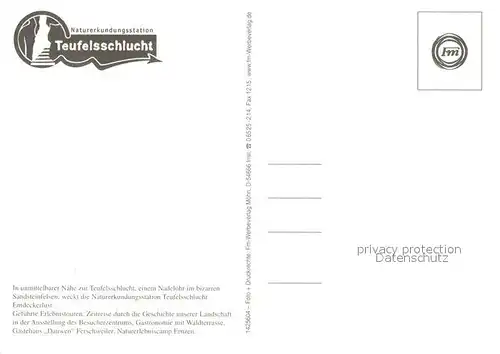 AK / Ansichtskarte Ferschweiler Teufelsschlucht Gasthaus Dauwen Ferschweiler