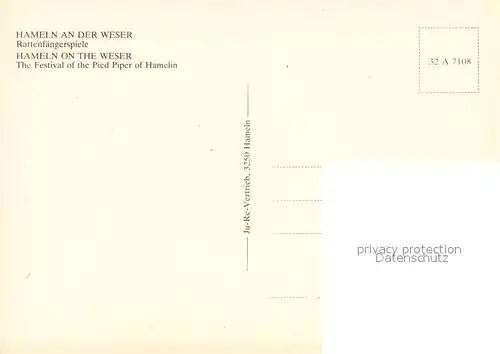AK / Ansichtskarte Hameln_Weser Rattenfaengerspiele Hameln Weser