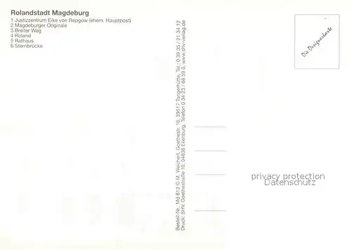 AK / Ansichtskarte Magdeburg Justizgebaeude Magdeburger Originale Plastiken Breiter Weg Rolandstatue Rathaus Sternbruecke Magdeburg