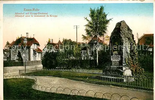 AK / Ansichtskarte Essen_Ruhr Altenhof mit Krupp Denkmal Essen_Ruhr